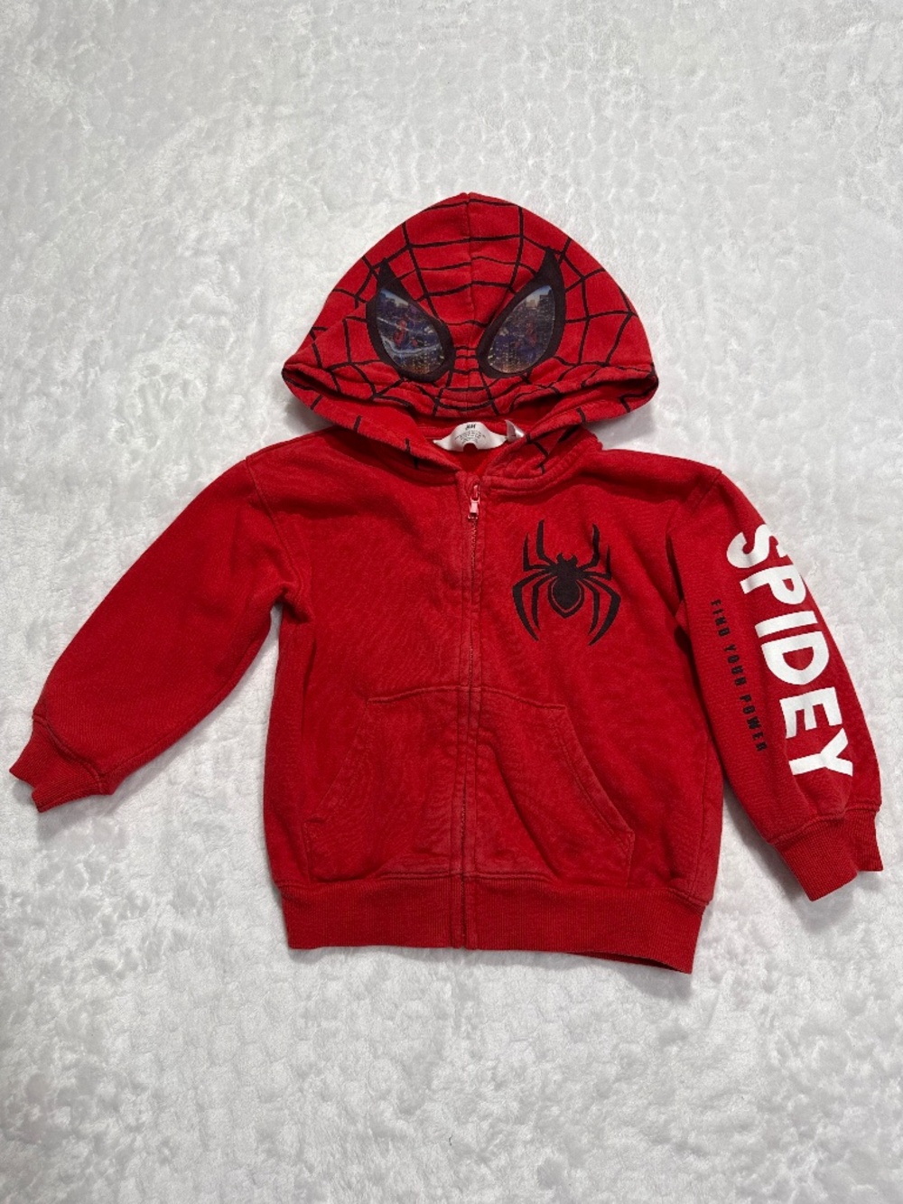 H&M Marvel kids' hoodie with Spider-Man mask design Red Size 3T/4T